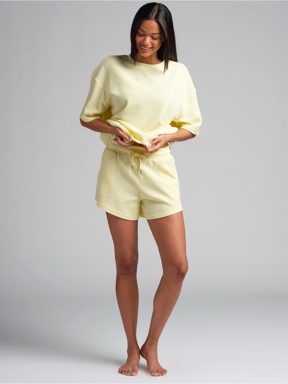 Waffle Lounge Set - Buttercream (Top, Shorts, and Pants) - Picture 4 of 6